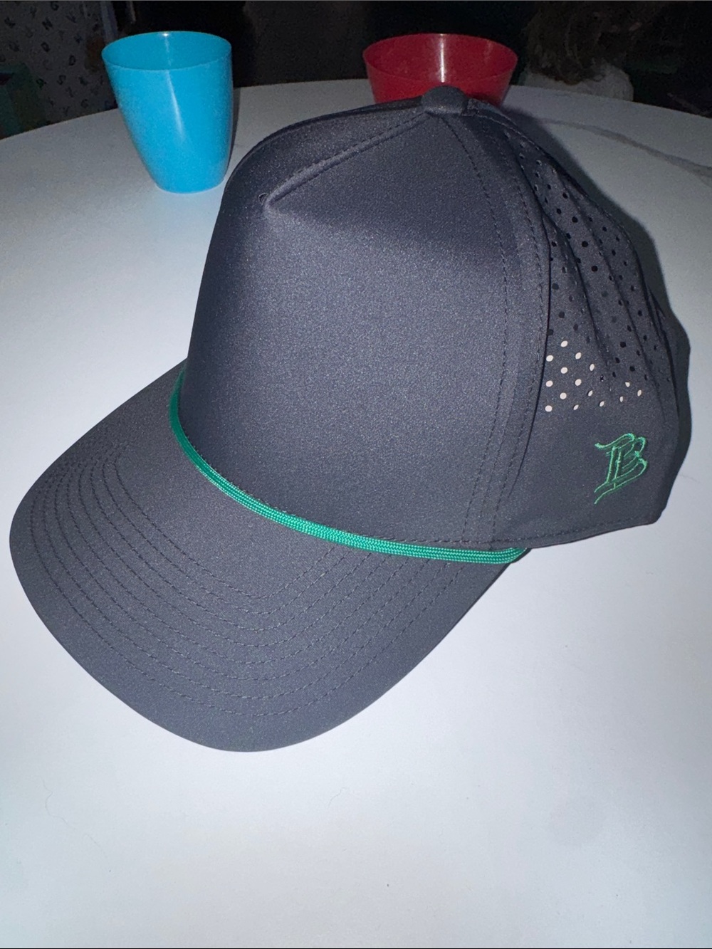 Men's Branded Bills Black Cap with Green Trim